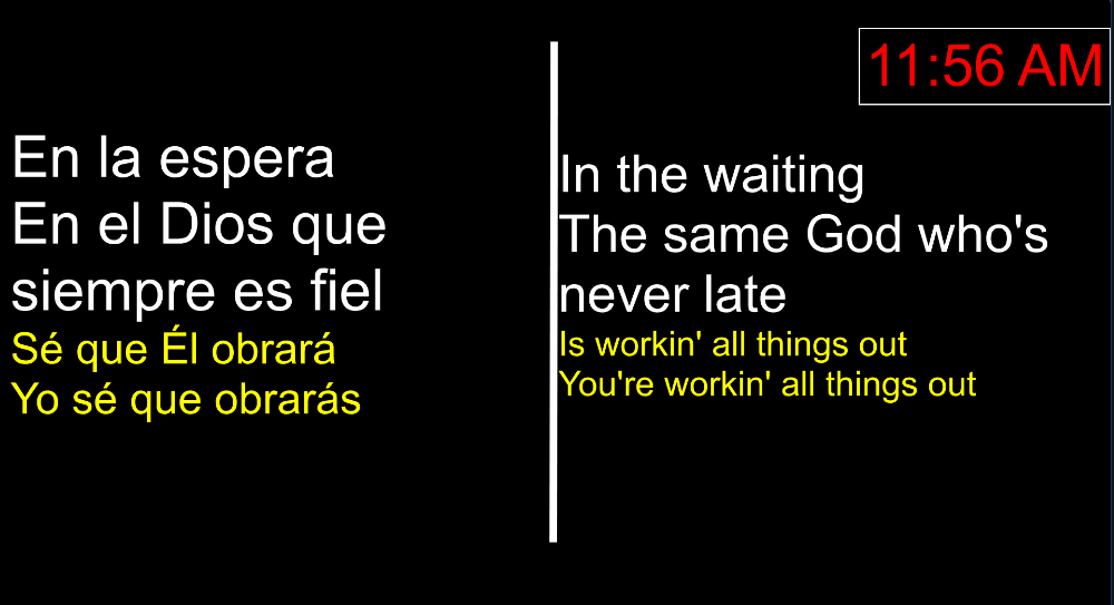 Bilingual stage layout with next-line preview